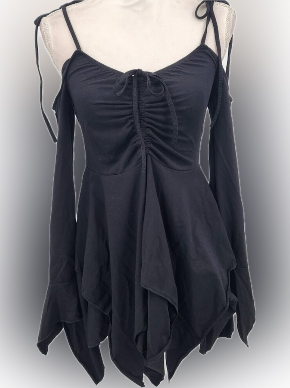 Current Mood f is for faeries Black solid stretch Mini Dress medium new w tags